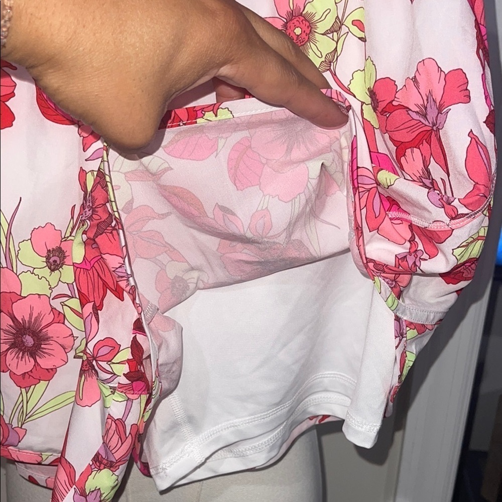 Floral Women's Shorts - Pink and Green - Picture 8 of 9